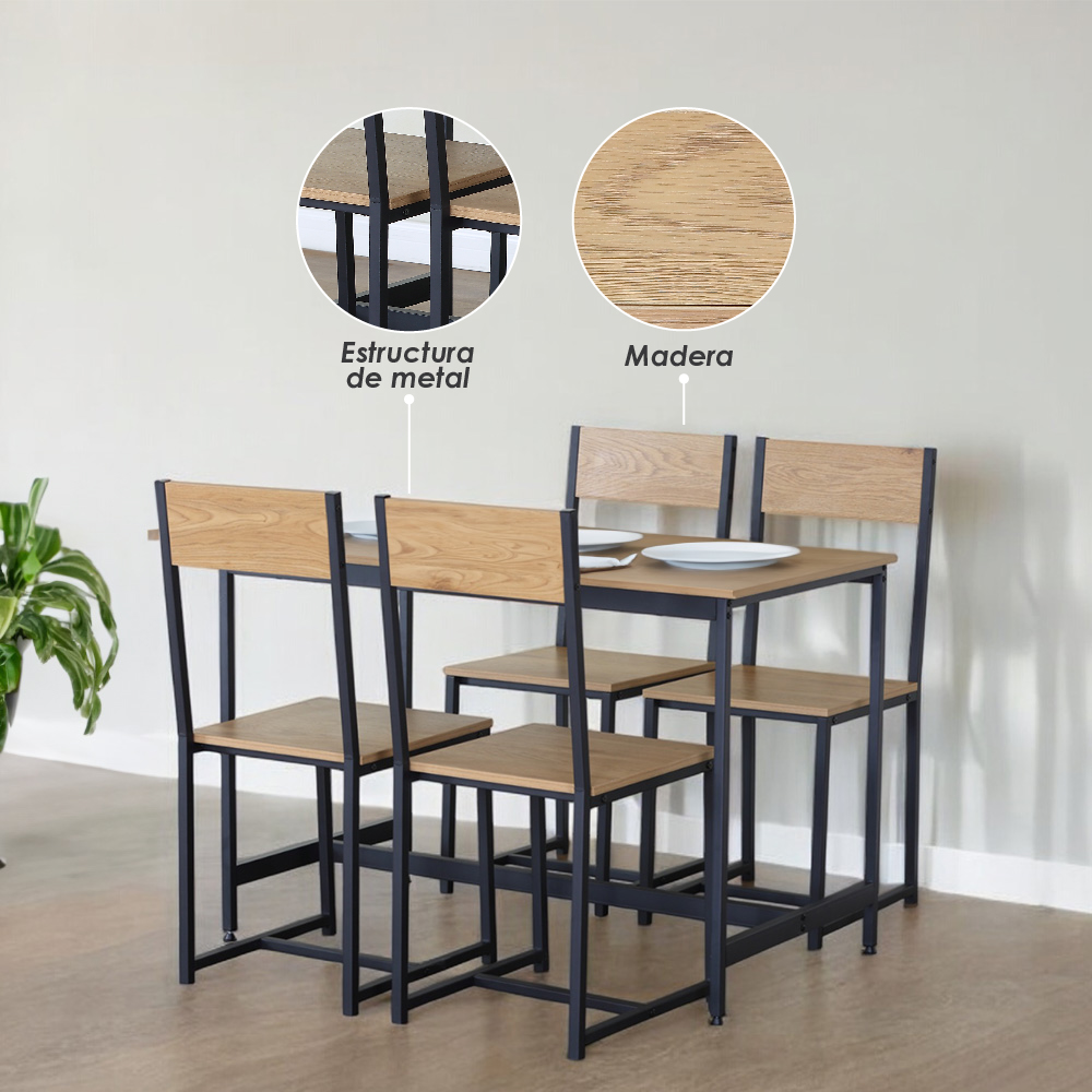 Foto 7 pulgar | Comedor 4 Personas Ilios Innova Madera y Metal Minimalista