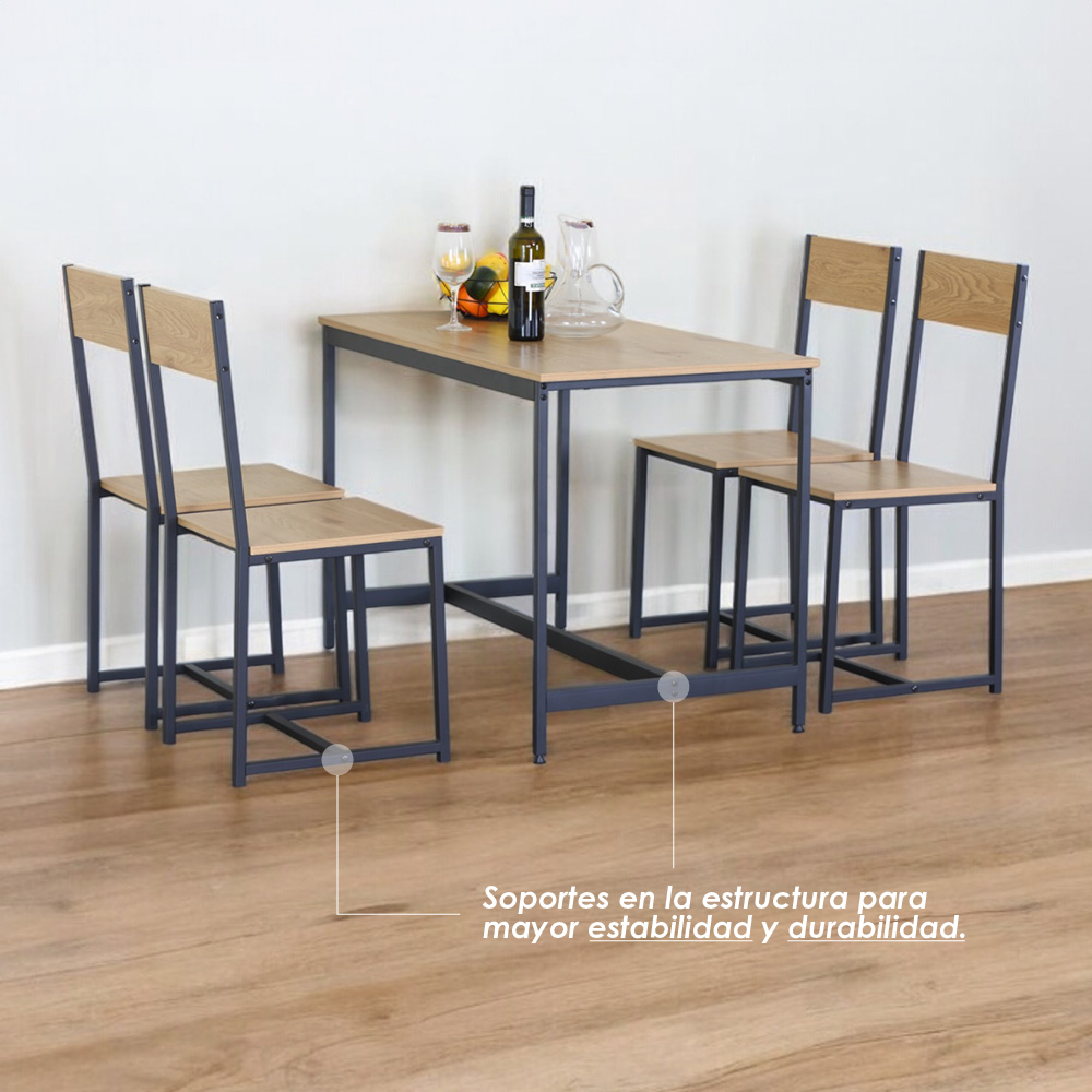 Foto 8 pulgar | Comedor 4 Personas Ilios Innova Madera y Metal Minimalista