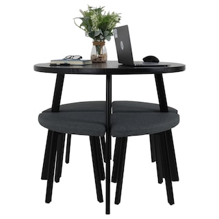 Foto 1 | Mesa De Comedor Circular Moderno Negro Para 4 Personas