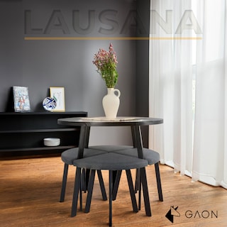 Foto 4 | Mesa De Comedor Circular Moderno Negro Para 4 Personas