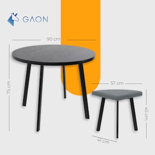 Foto 6 | Mesa De Comedor Circular Moderno Negro Para 4 Personas