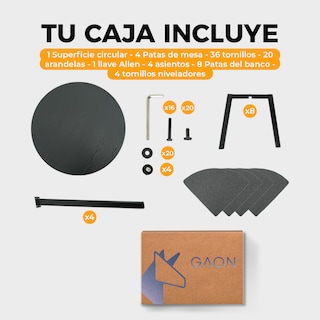 Foto 8 | Mesa De Comedor Circular Moderno Negro Para 4 Personas