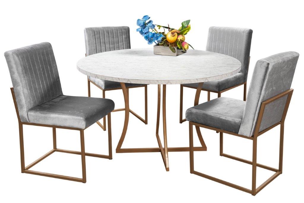 Foto 1 | Comedor Soria Mobilkraft 4 Sillas Oro Redondo Tubular y Cubierta de Formica
