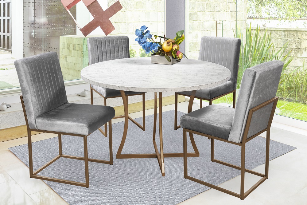 Foto 3 pulgar | Comedor Soria Mobilkraft 4 Sillas Oro Redondo Tubular y Cubierta de Formica