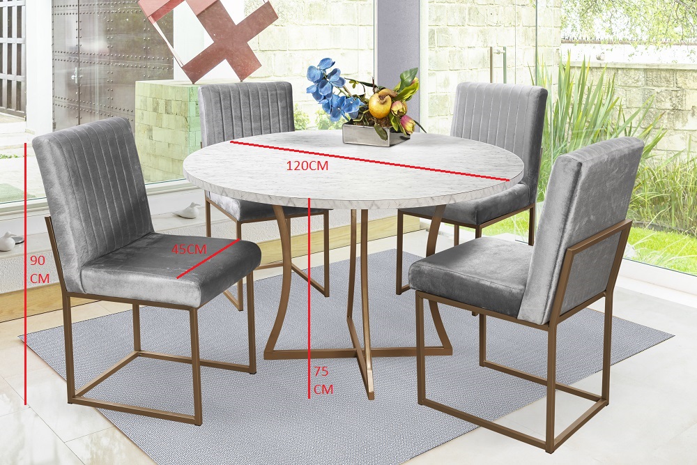 Foto 6 pulgar | Comedor Soria Mobilkraft 4 Sillas Oro Redondo Tubular y Cubierta de Formica