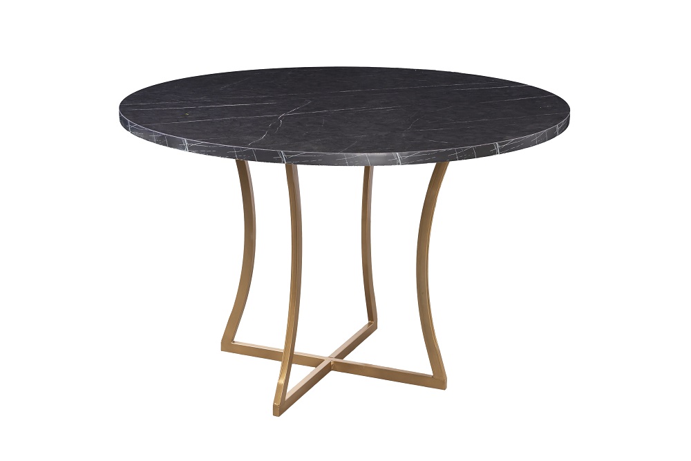Foto 4 pulgar | Comedor Soria Mobilkraft 4 Sillas Negro y Oro Redondo Tubular y Cubierta de Formica Marmoleada