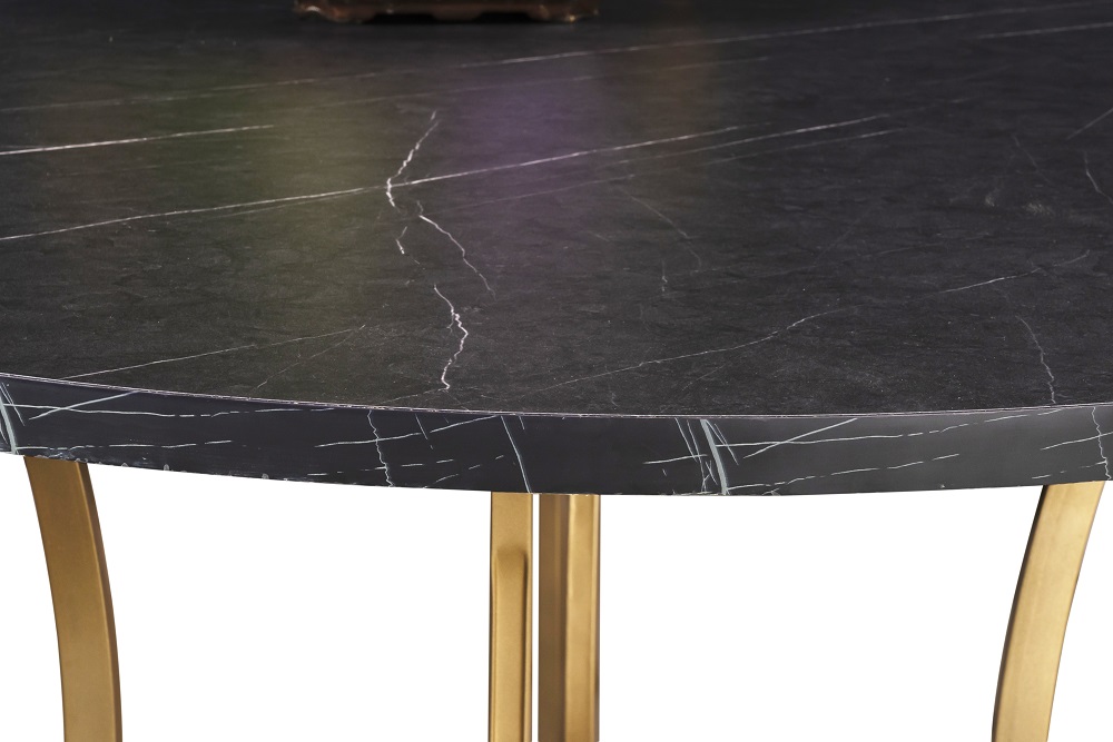 Foto 6 pulgar | Comedor Soria Mobilkraft 4 Sillas Negro y Oro Redondo Tubular y Cubierta de Formica Marmoleada