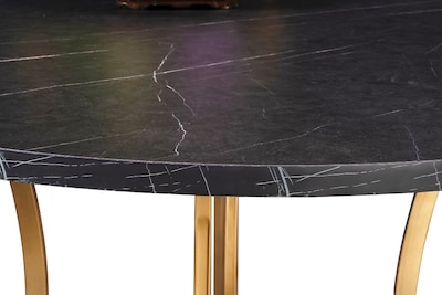 Foto 5 | Comedor Soria Mobilkraft 4 Sillas Negro y Oro Redondo Tubular y Cubierta de Formica Marmoleada