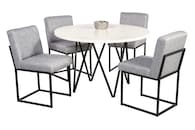 Comedor Soria Mobilkraft 4 Sillas Gris Redondo Tubular y Cubierta de Formica