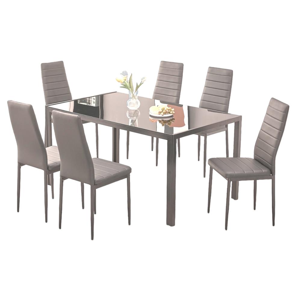 Juego De Comedor 6 Sillas Y Mesa De Vidrio Templado Moderno