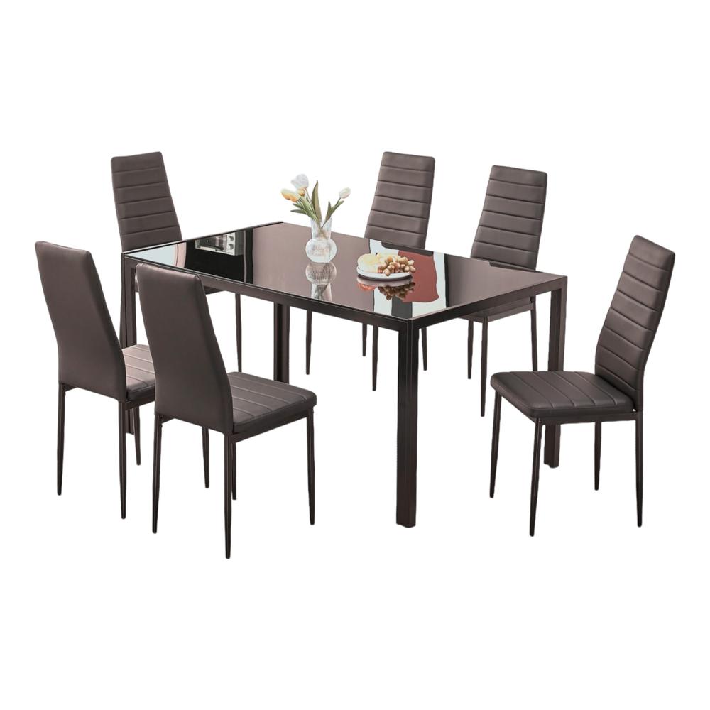Juego De Comedor 6 Sillas Y Mesa De Vidrio Templado Moderno