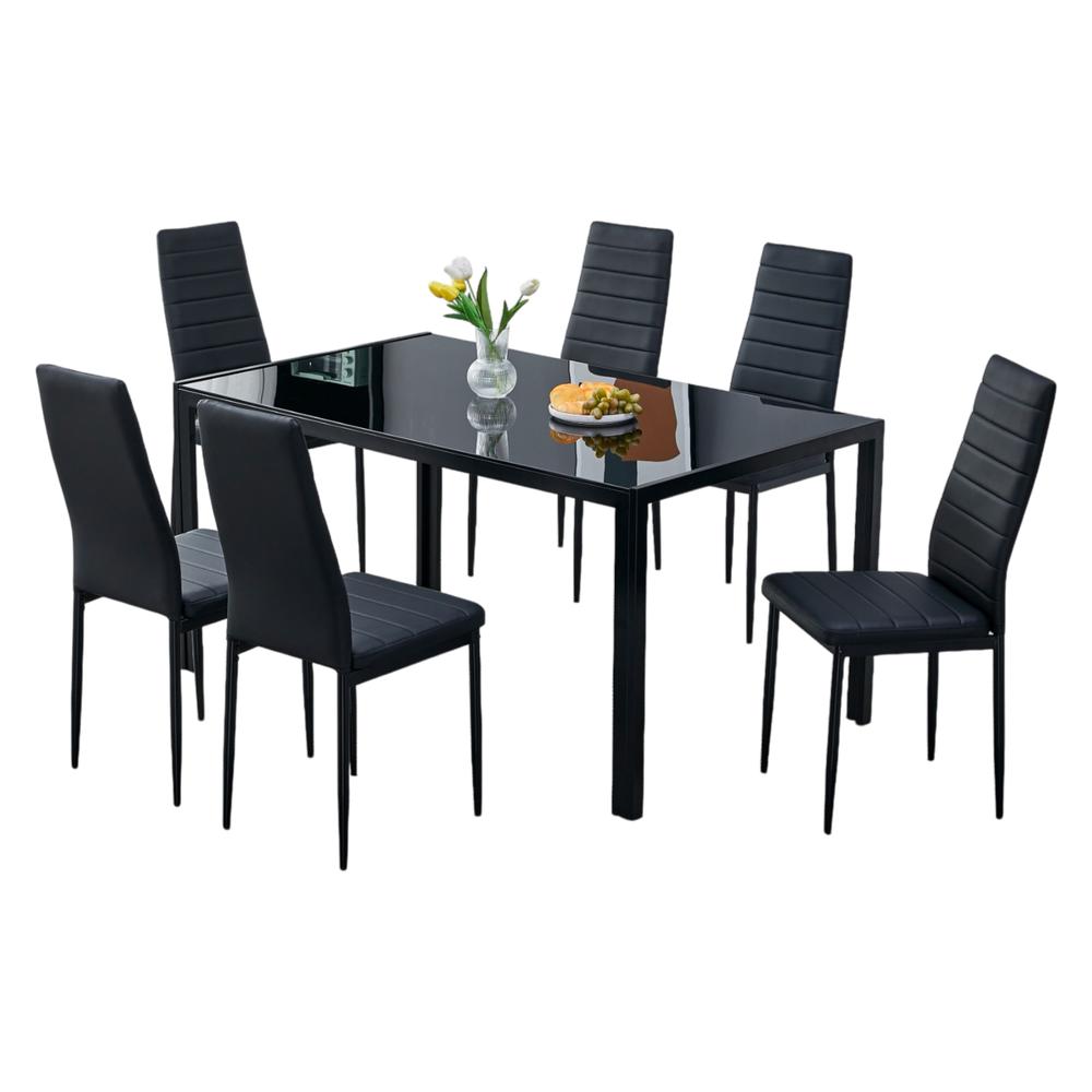 Foto 2 pulgar | Juego De Comedor 6 Sillas Y Mesa De Vidrio Templado Moderno