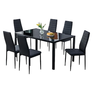 Foto 1 | Juego De Comedor 6 Sillas Y Mesa De Vidrio Templado Moderno