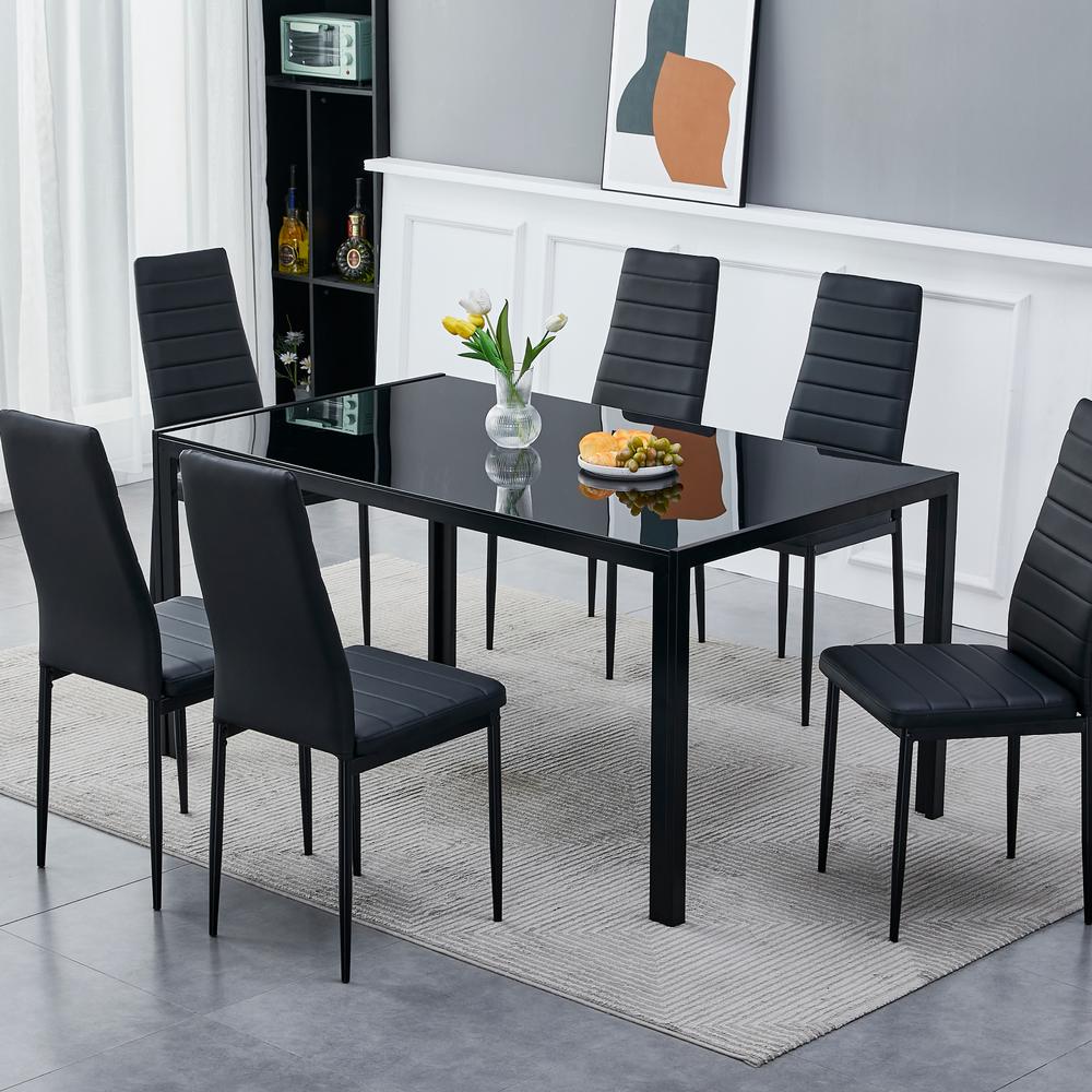 Foto 3 pulgar | Juego De Comedor 6 Sillas Y Mesa De Vidrio Templado Moderno