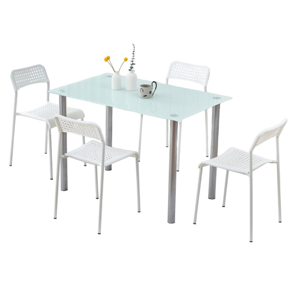 Juego De Comedor 4 Sillas Mesa Rectangular Cristal Elegante