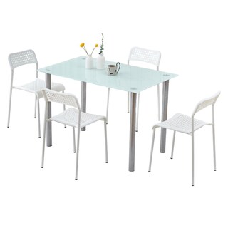 Foto 1 | Juego De Comedor 4 Sillas Mesa Rectangular Cristal Elegante