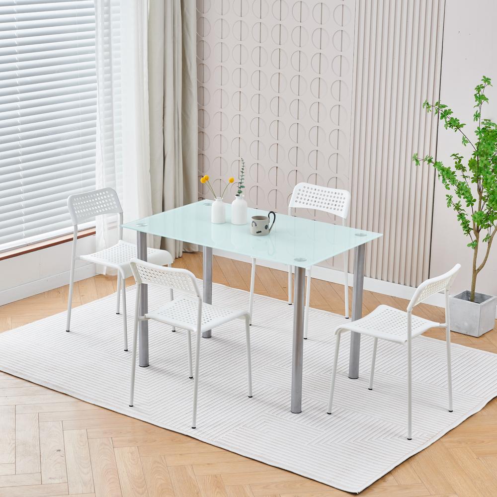 Foto 3 pulgar | Juego De Comedor 4 Sillas Mesa Rectangular Cristal Elegante