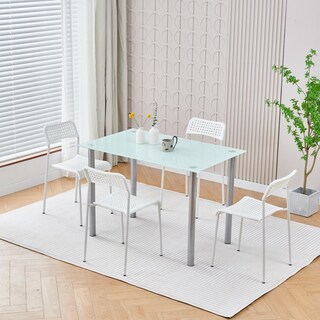 Foto 2 | Juego De Comedor 4 Sillas Mesa Rectangular Cristal Elegante
