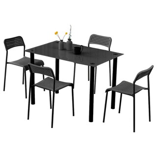 Foto 1 | Juego De Comedor 4 Sillas Mesa Rectangular Cristal Elegante