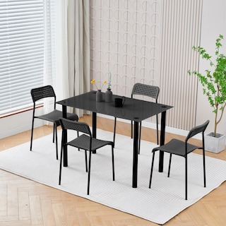 Foto 2 | Juego De Comedor 4 Sillas Mesa Rectangular Cristal Elegante