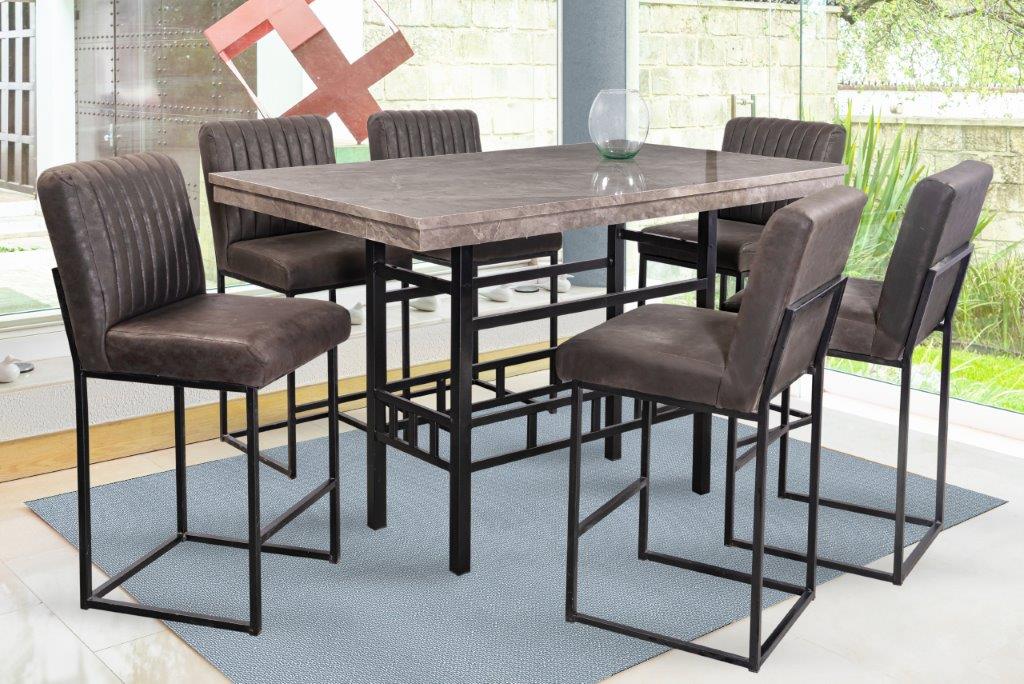 Foto 2 pulgar | Comedor Coco Alto 6 Sillas Café Tubular Y Cubierta De Formica Mobilkraft