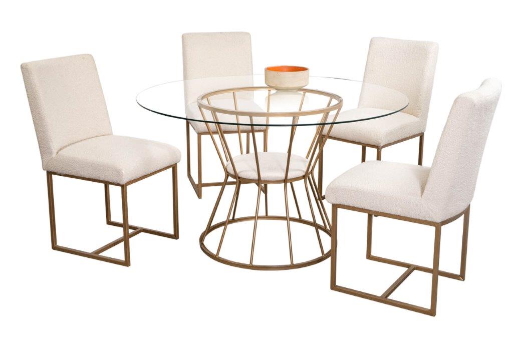 Foto 3 pulgar | Comedor Nwest 4 Sillas Tubular Oro Y Cubierta De Cristal Templado Mobilkraft