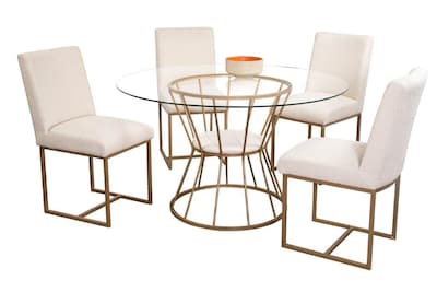 Foto 2 | Comedor Nwest 4 Sillas Tubular Oro Y Cubierta De Cristal Templado Mobilkraft