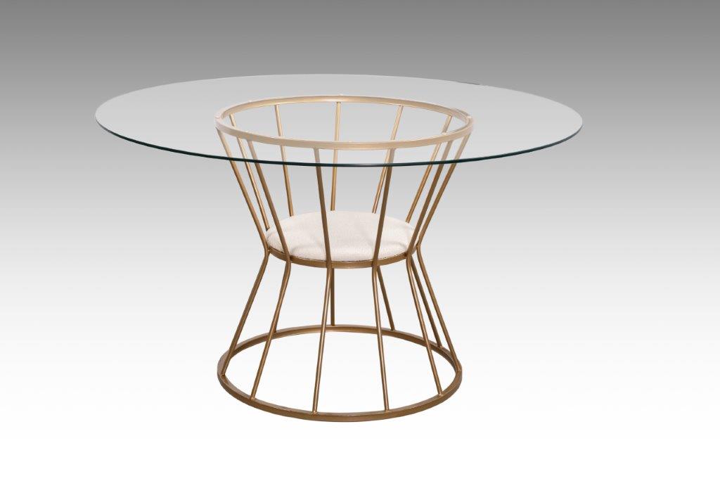 Foto 5 pulgar | Comedor Nwest 4 Sillas Tubular Oro Y Cubierta De Cristal Templado Mobilkraft