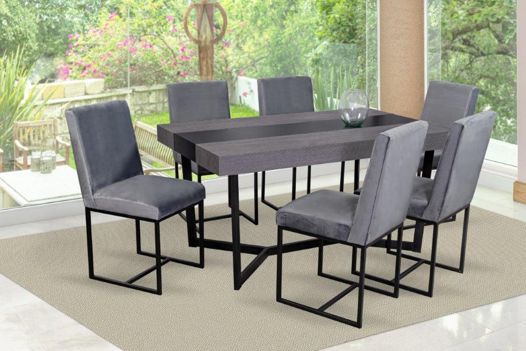 Foto 1 | Comedor Alpes Gris 6 Sillas Tubular Y Cubierta De Formica Mobilkraft