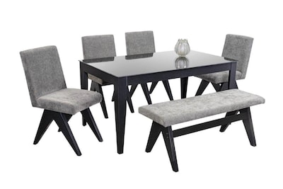 Foto 2 | Comedor Japón 4 Sillas Y Banca Gris Madera Y Cristal