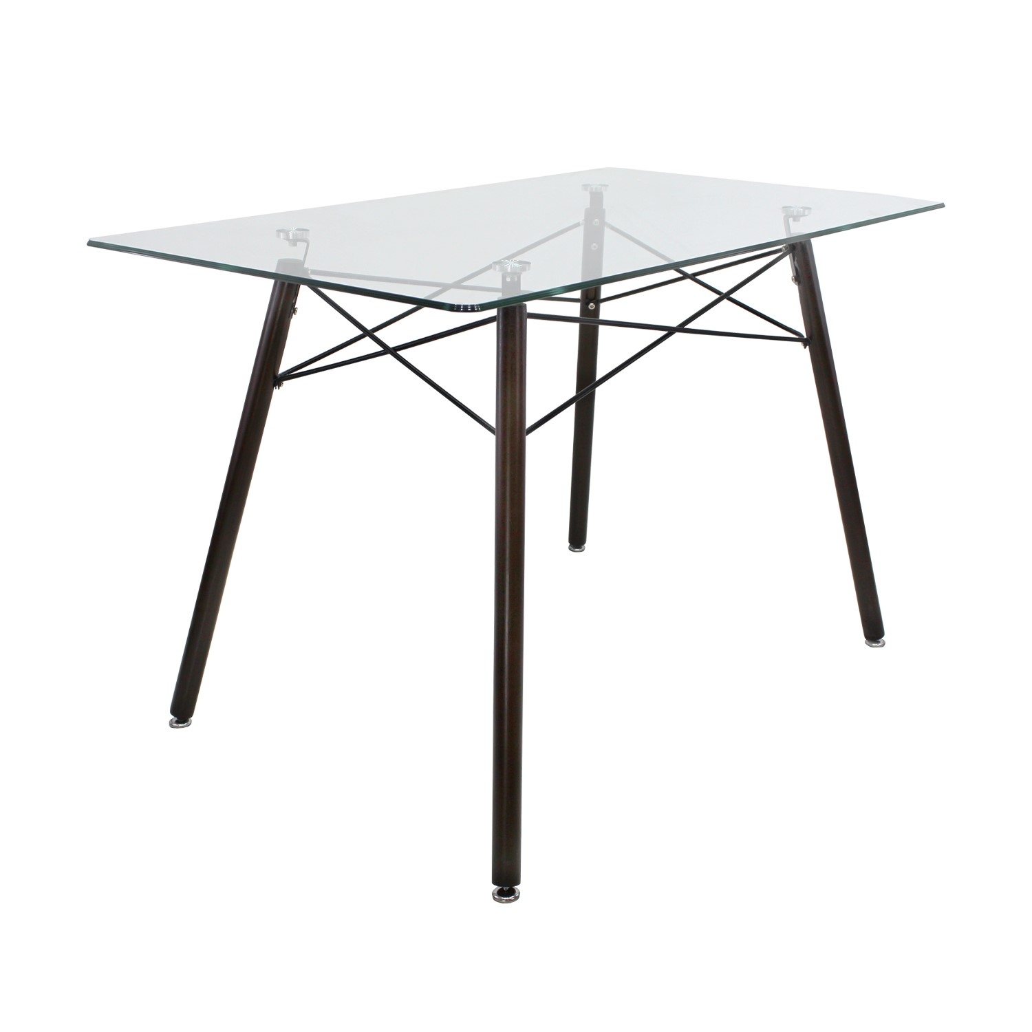 Foto 3 pulgar | Comedor Cristal Rectangular Con Patas Nogal Para 4 Personas Sillas Oslo Azul