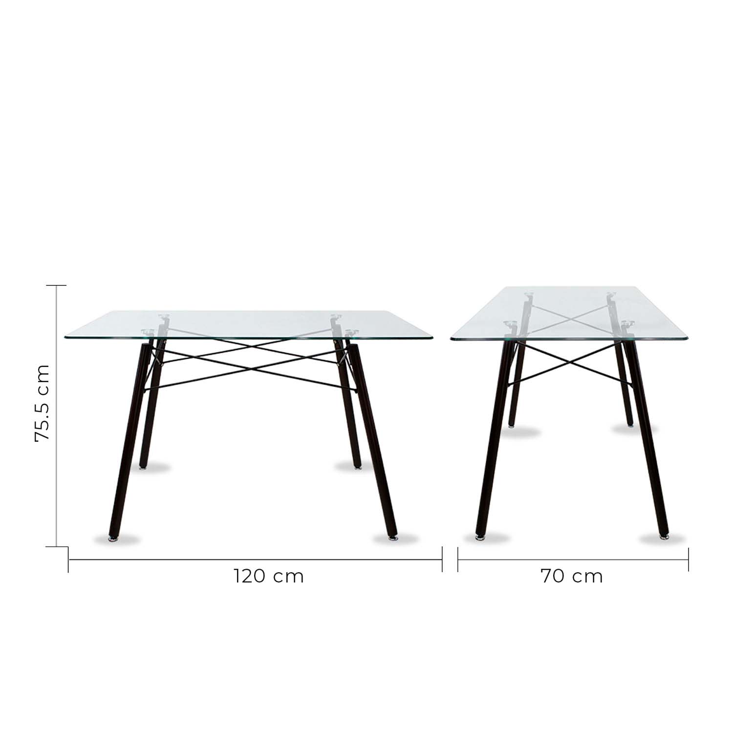 Foto 5 pulgar | Comedor Cristal Rectangular Con Patas Nogal Para 4 Personas Sillas Oslo Azul