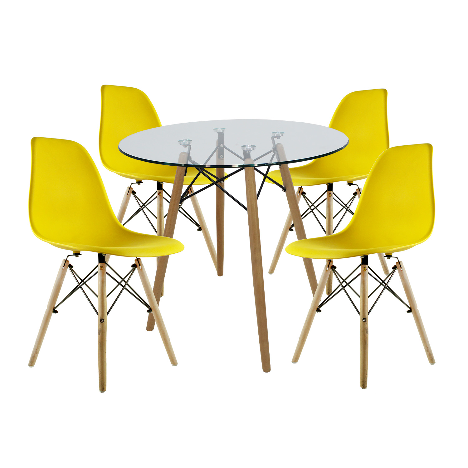 Comedor Oslo Cristal Para 4 Personas Sillas Oslo Amarillas