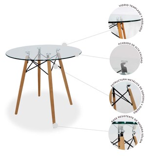 Foto 3 | Comedor Oslo Cristal Para 4 Personas Sillas Oslo Amarillas