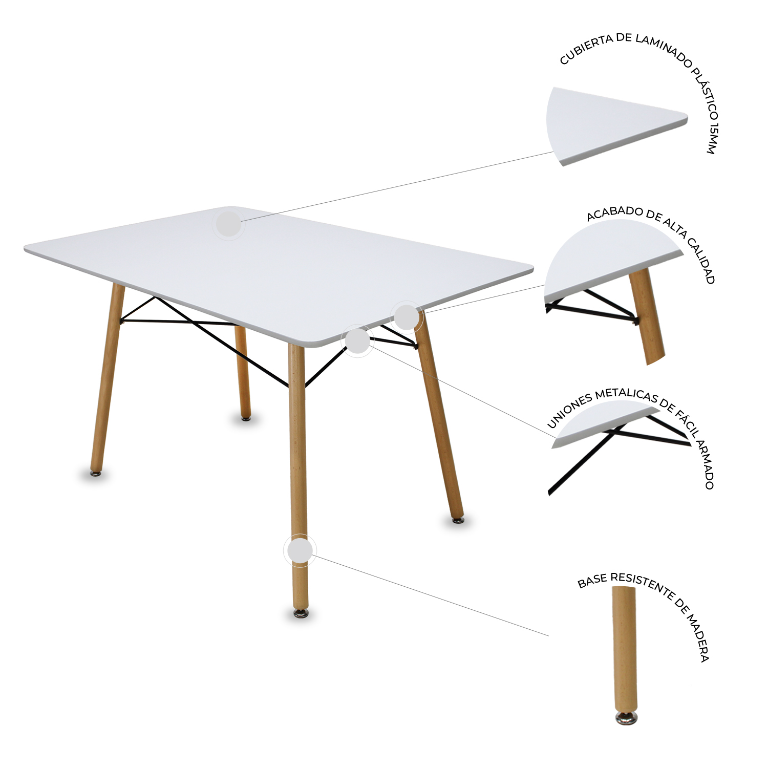 Foto 4 pulgar | Comedor Oslo Rectangular Blanco Para 4 Personas Sillas Oslo Amarillas