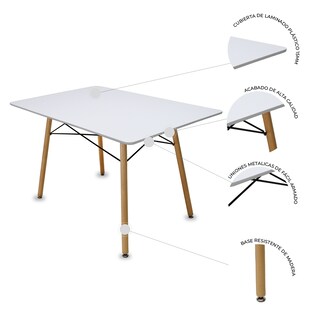 Foto 3 | Comedor Oslo Rectangular Blanco Para 4 Personas Sillas Oslo Amarillas