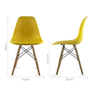 Foto 7 | Comedor Cristal Rectangular Con Patas Nogal Para 4 Personas Sillas Oslo Amarillas