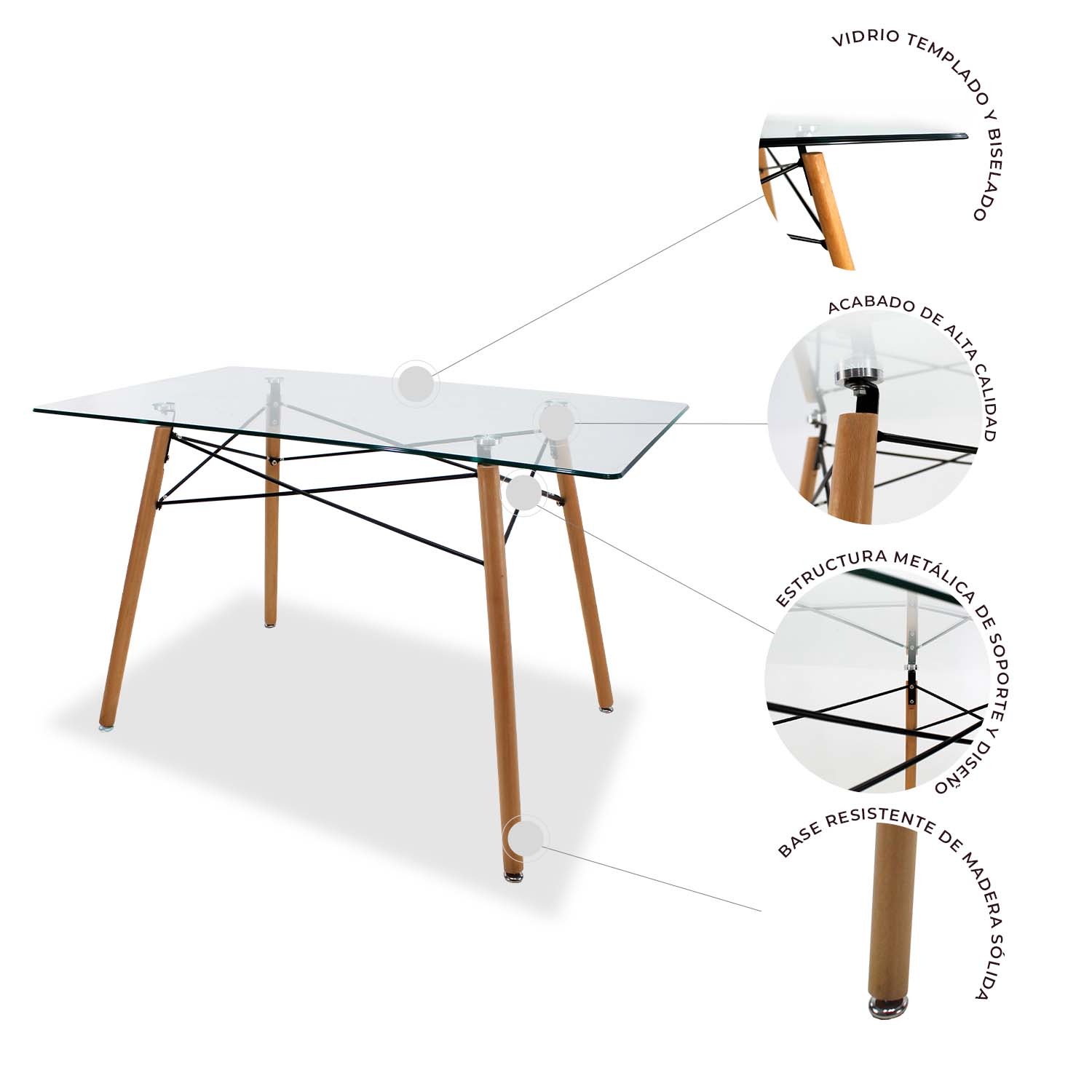 Foto 4 pulgar | Comdeor Cristal Rectangular Para 4 Personas Sillas Oslo Amarillas