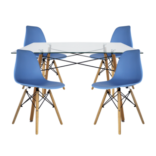 Foto 1 | Comdeor Cristal Rectangular Para 4 Personas Sillas Oslo Azul