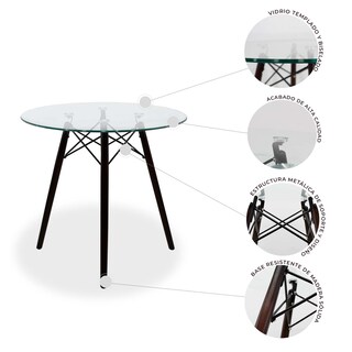 Foto 3 | Comedor Cristal Con Patas Nogal Para 4 Personas Sillas Oslo Amarillas