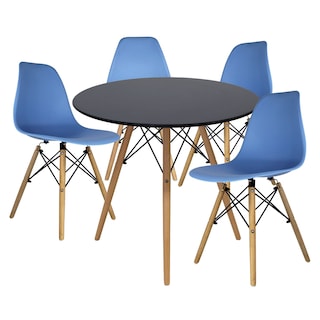Foto 1 | Comedor Oslo Redondo Negro Para 4 Personas Sillas Oslo Azul