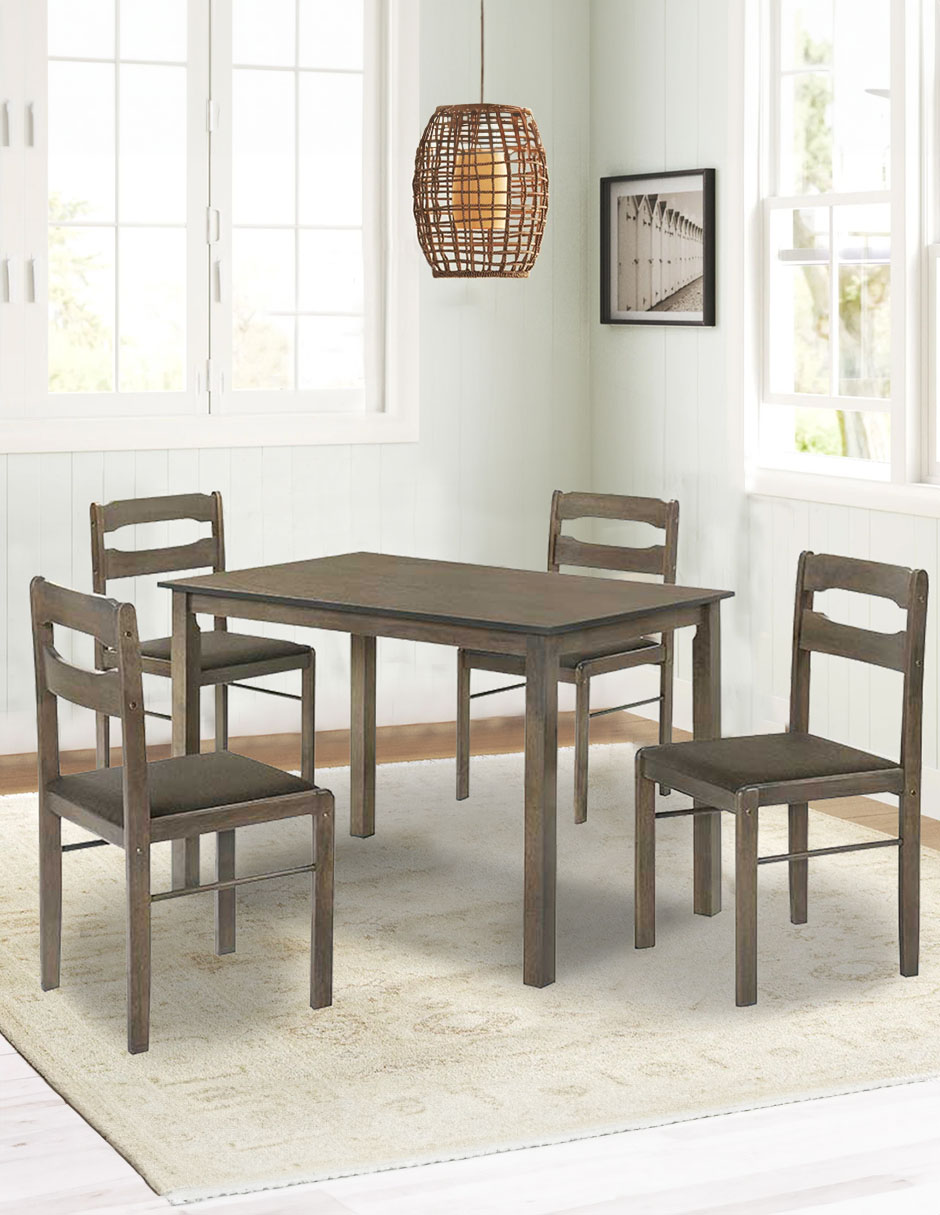 Juego de Comedor Mobi León Antique Grey 4 Sillas Ergonómicas