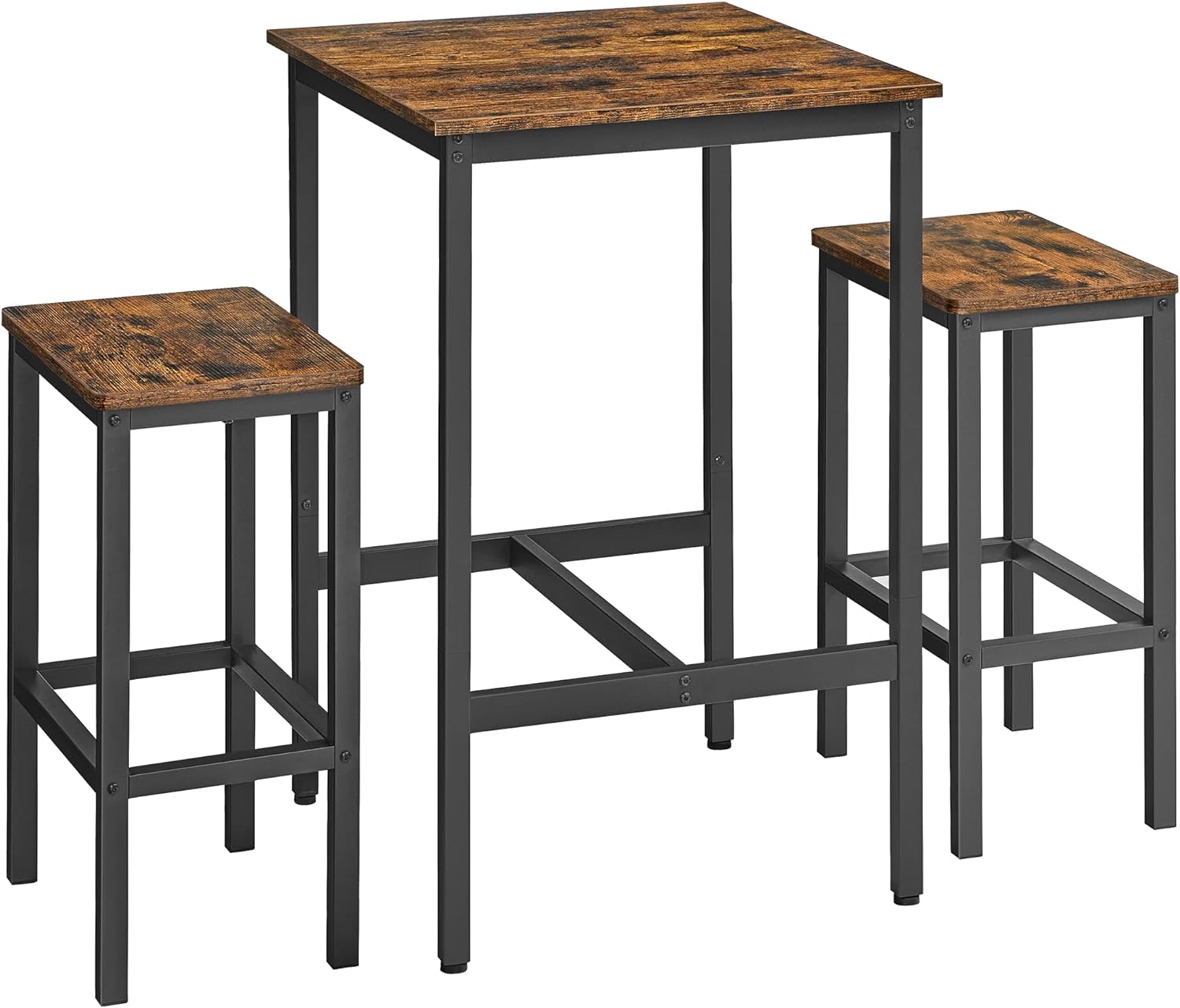 Foto 1 | Juego De Mesa De Bar Vasagle Rustic Brown Con 2 Sillas De 60 X 60 X 90 Cm
