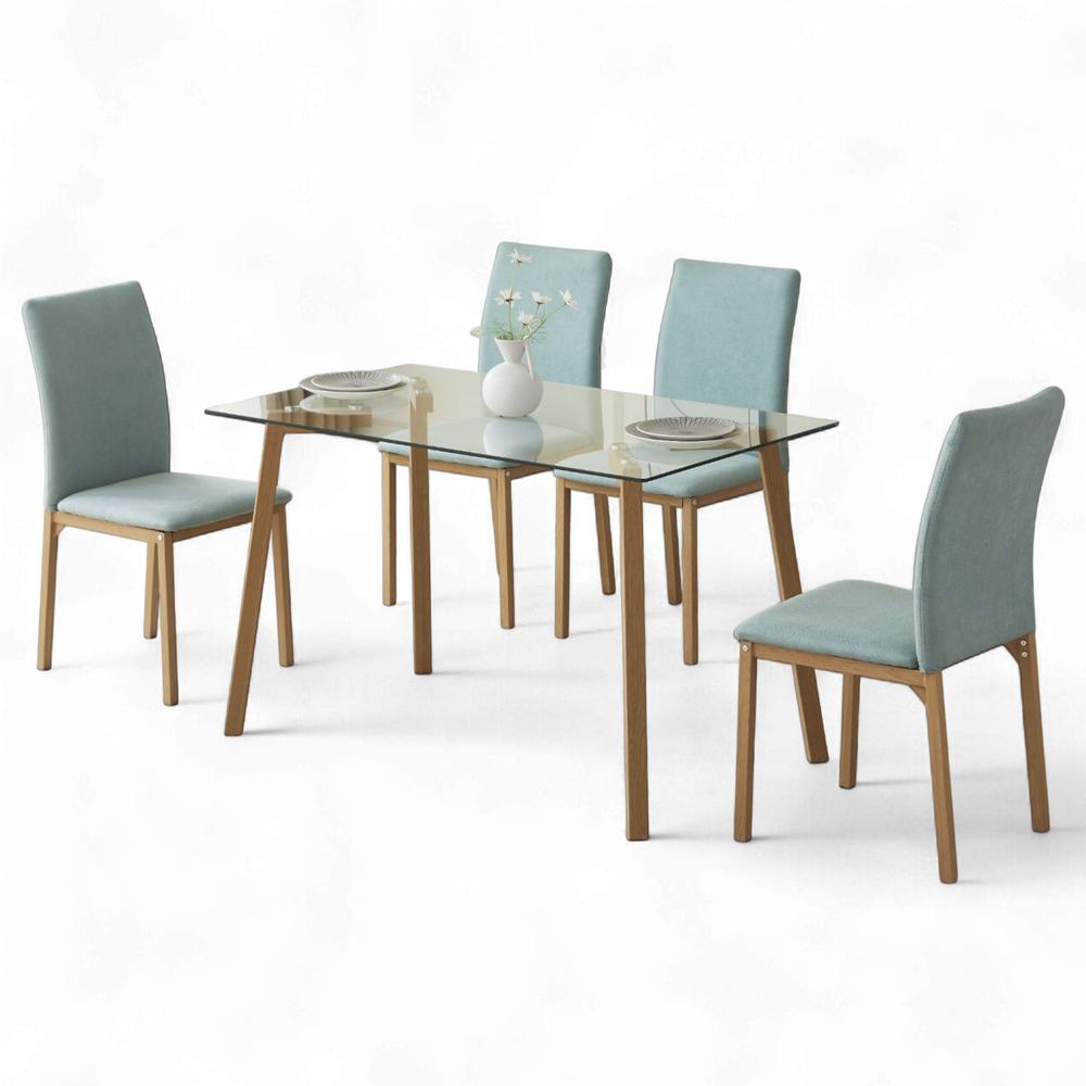 Foto 1 | Comedor con Mesa de Vidrio y 4 Sillas Tapizadas