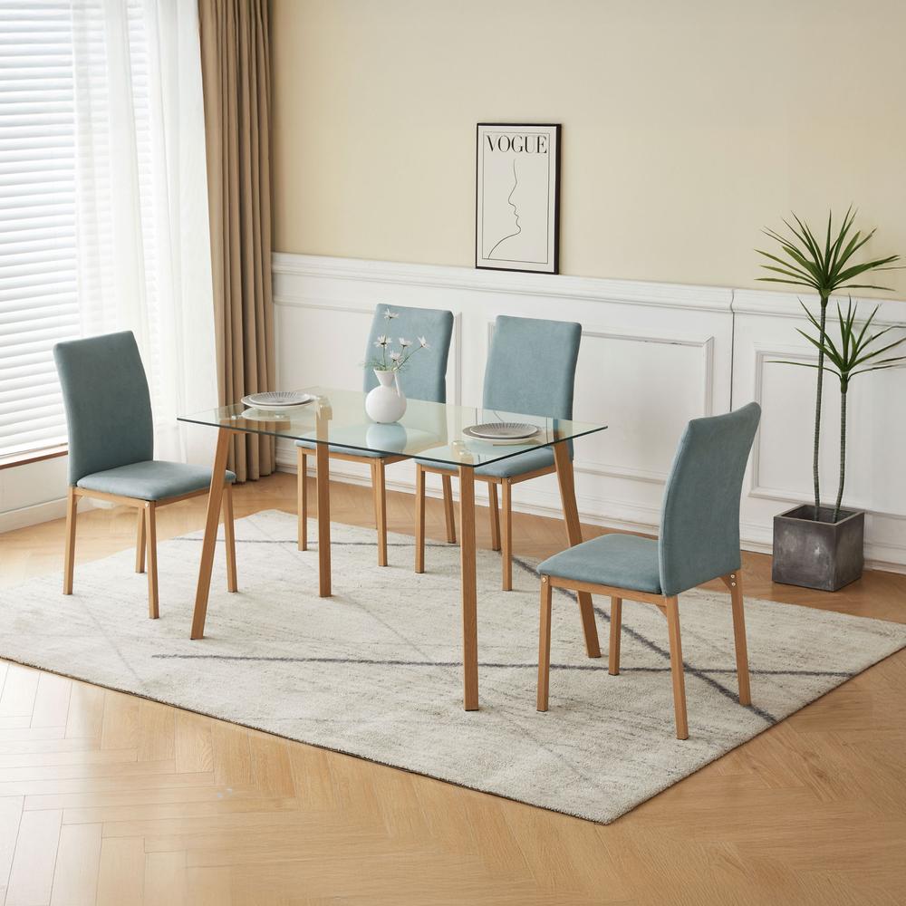 Foto 6 pulgar | Comedor con Mesa de Vidrio y 4 Sillas Tapizadas