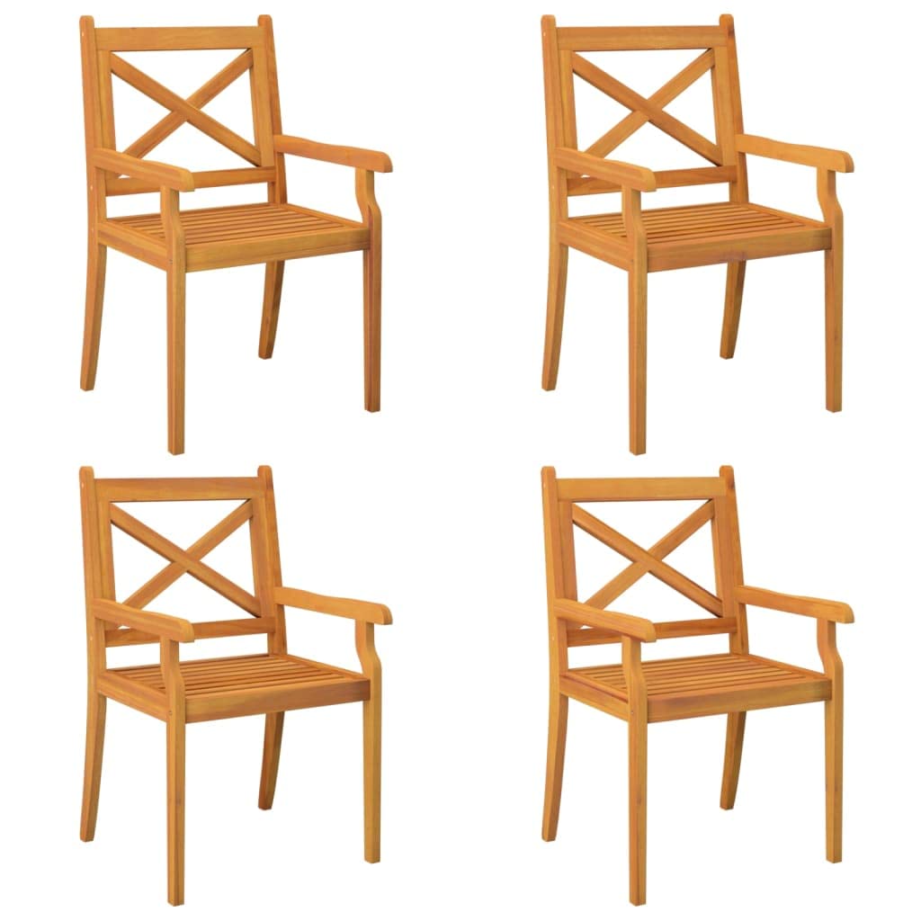 Sillas De Comedor Para Patio Vidaxl, Madera Maciza De Acacia, Color Marrón, 4 Unidades - Venta Internacional.