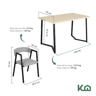 Foto 5 | Juego De Comedor 4 Sillas Mesa Rectangular Cocina Cafetería