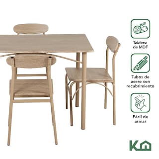 Foto 2 | Comedor De 4 Sillas Metal Mesa Rectangular Elegante Moderno