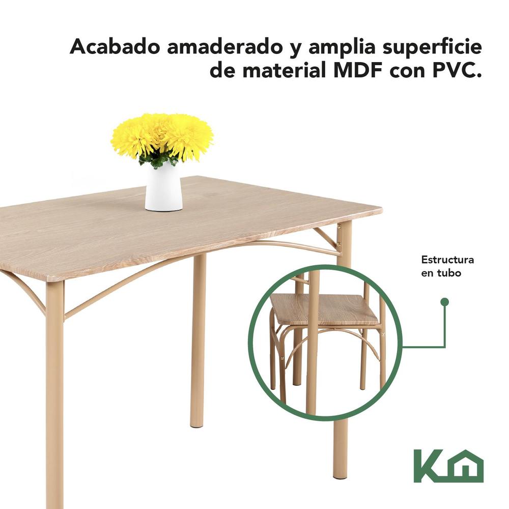 Foto 4 pulgar | Comedor De 4 Sillas Metal Mesa Rectangular Elegante Moderno