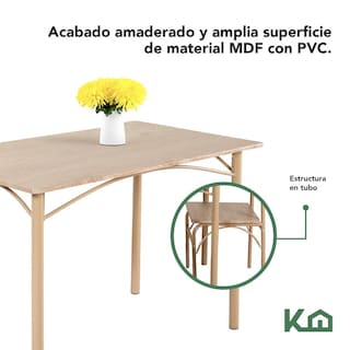 Foto 3 | Comedor De 4 Sillas Metal Mesa Rectangular Elegante Moderno